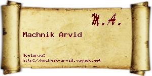 Machnik Arvid névjegykártya
